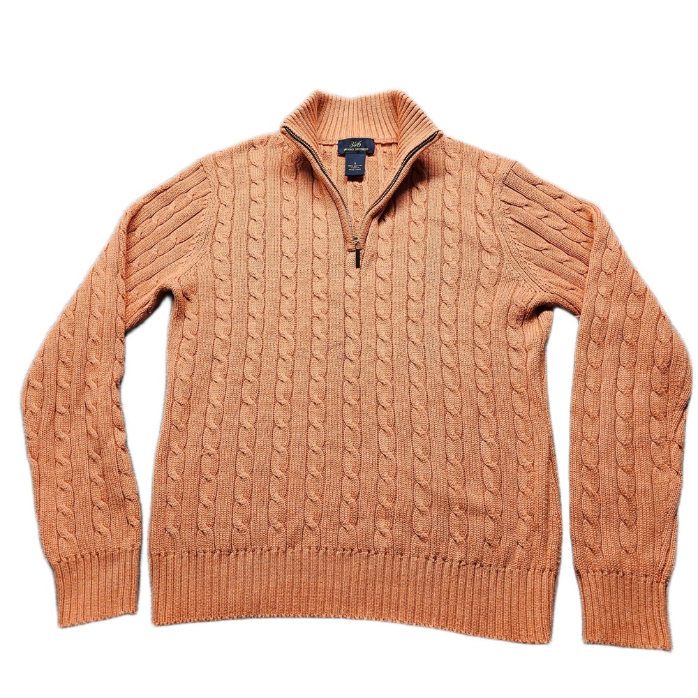 Brooks Brothers Peach Cable-Knit Half-Zip Pullover